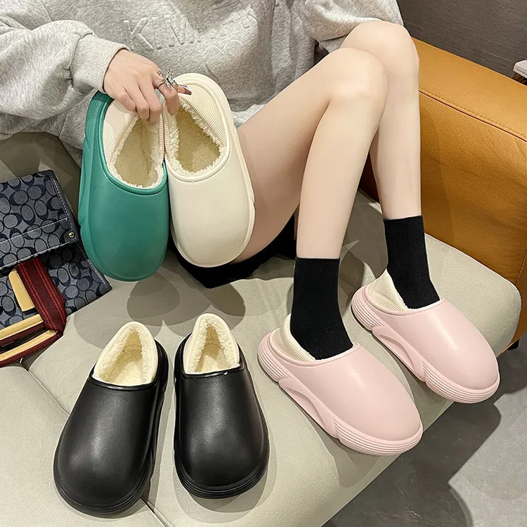 棉拖女轻便女款厚底袜套加绒加厚保暖包跟雪地毛毛鞋亲子情侣棉鞋