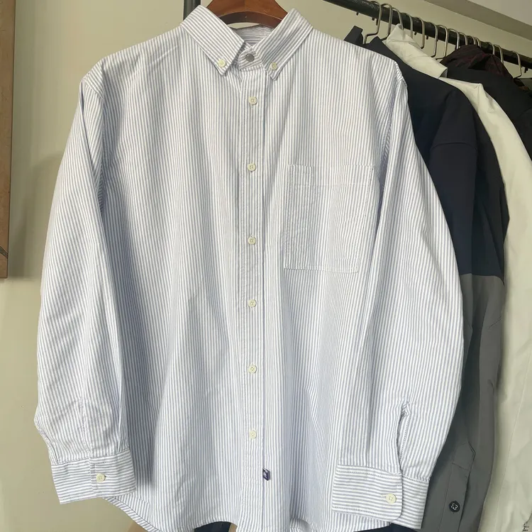 25AW紫标3359竖条纹 纯色日系cityboy纯棉牛津纺宽松长袖衬衫男