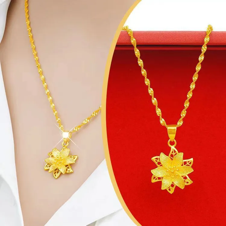 合金吊坠 原创设计女金色吊坠结婚女士首饰品锁骨链百搭坠链气质