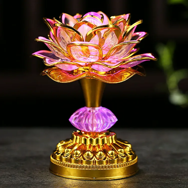 七彩莲花灯LED家用长明供灯创意变光电子蜡烛荷花财神发光电烛灯