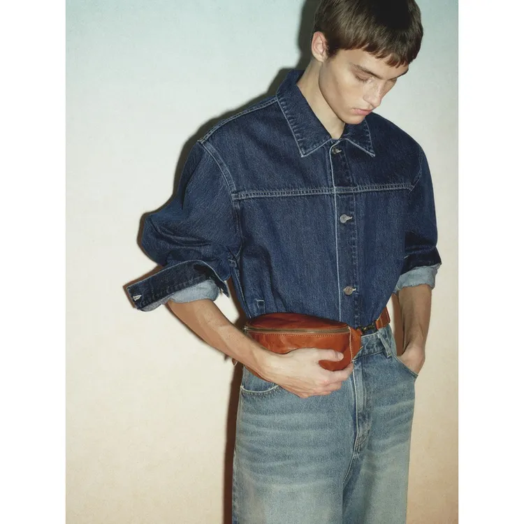 UNICA HOMME/破缝结构翻领牛仔夹克