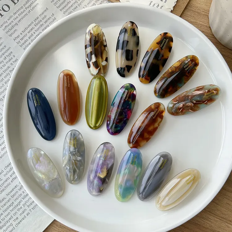 韩国France法式边夹复古简约鸭嘴夹椭圆发夹 Fever博主同款刘海夹