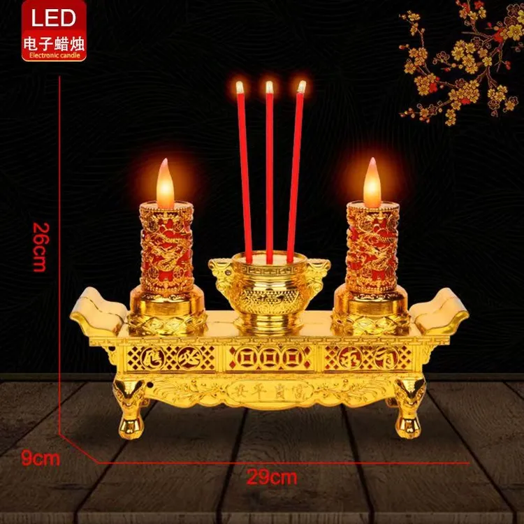 LED电子蜡烛 无烟烛台 电蜡烛长明灯 电池供电灯塑料仿摇摆火苗灯