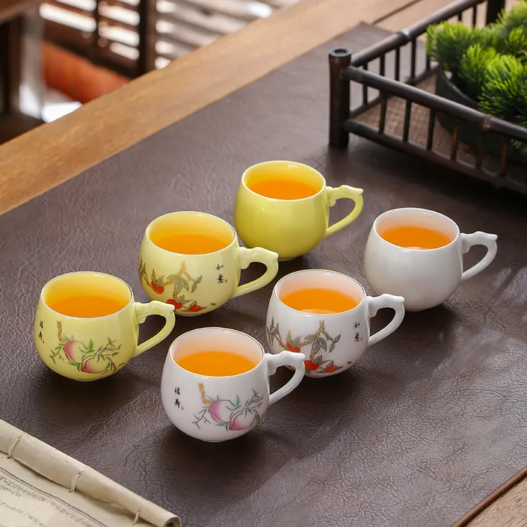 大号羊脂玉防烫带把功夫泡茶杯男女个人专属茶杯办公客人杯主人杯