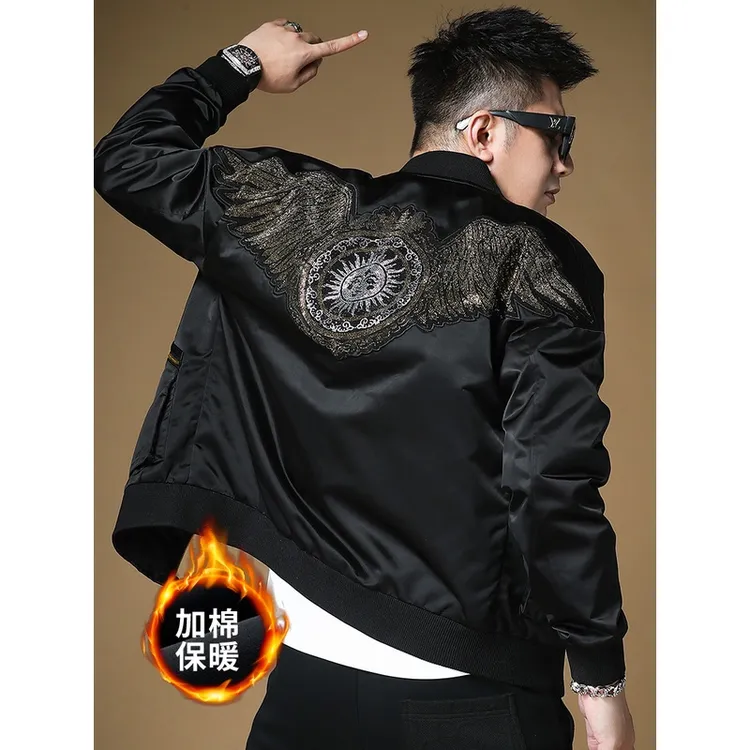 2023欧货潮牌新款冬季加厚时尚休闲百搭外套刺绣男士潮牌上衣夹克