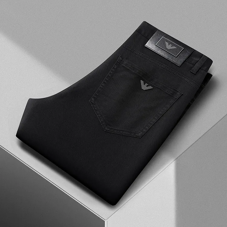 【专柜品质】秋冬新款商务休闲百搭黑色中腰直筒弹力男士牛仔裤