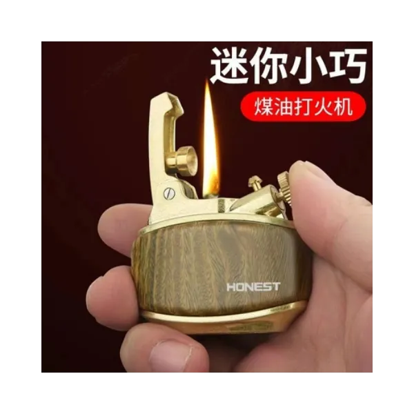 【战壕】百诚新品金鲟一键弹射老式复古檀木煤油打火机个性创意男