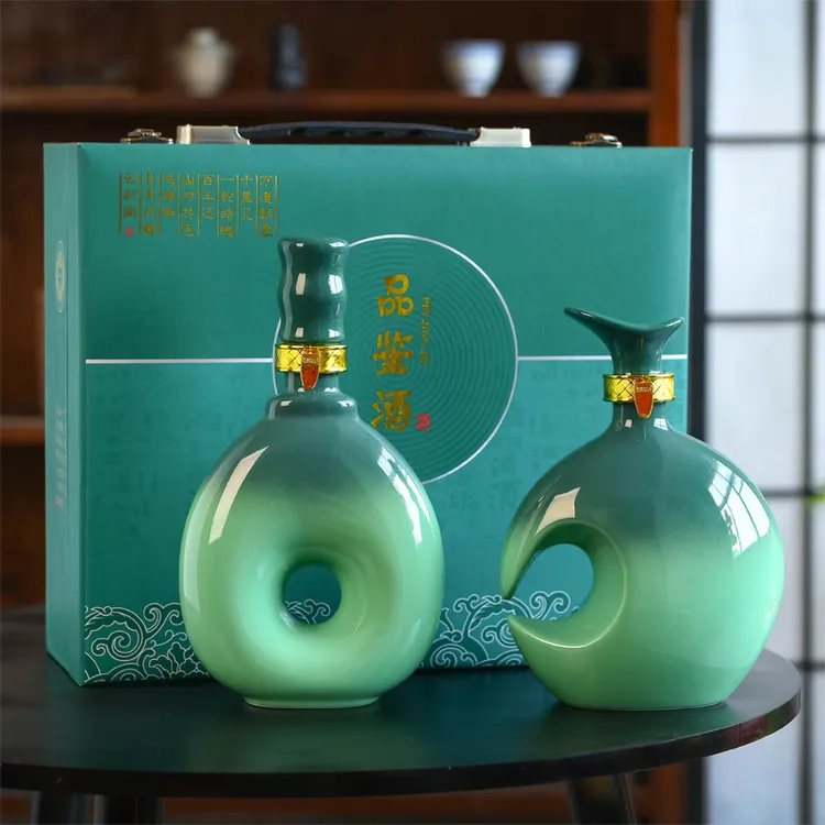 空白酒瓶子个性好看创意高档1斤密封景德镇陶瓷家用一斤白酒瓶
