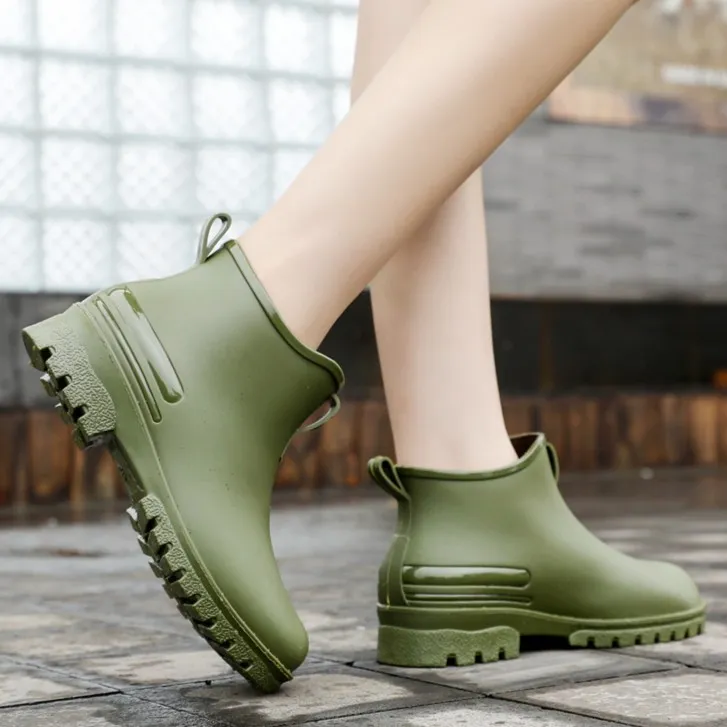 厚底男女款短筒低帮雨鞋保暖加绒防水防滑耐磨厨房鞋工作鞋洗车鞋