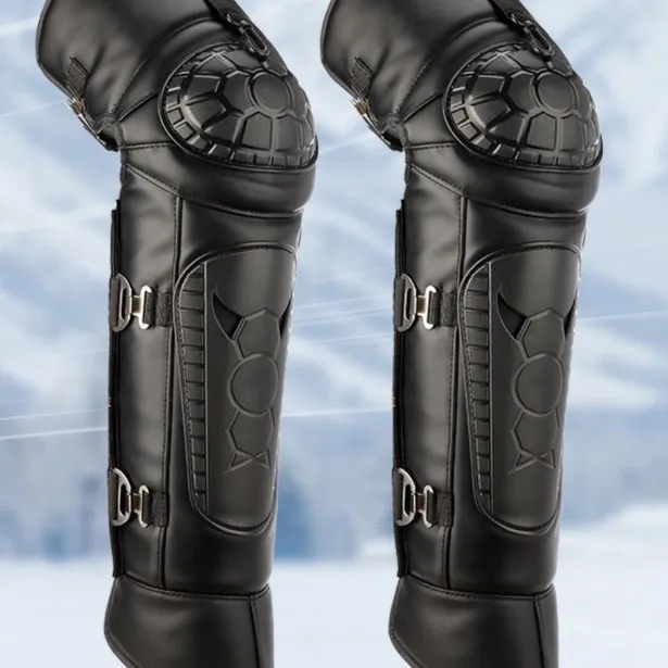 冬季摩托车护膝保暖防风防寒加长加厚电动车骑行护具护腿加绒保护