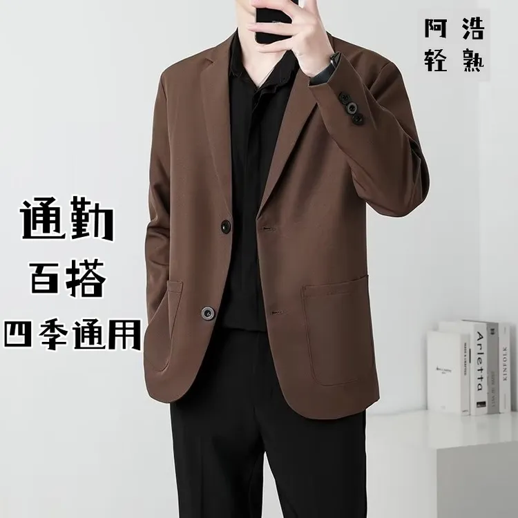 高级感小西装外套男新款韩版潮流商务休闲百搭ins痞帅西服外套男