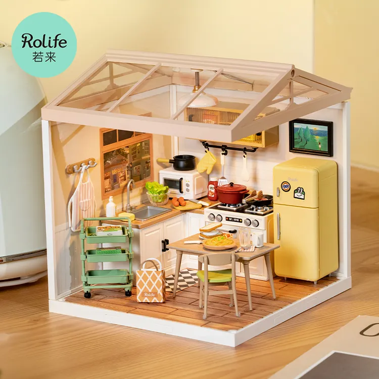 rolife/若来超级世界厨力满满diy小屋儿童益智积木拼装玩具房模型
