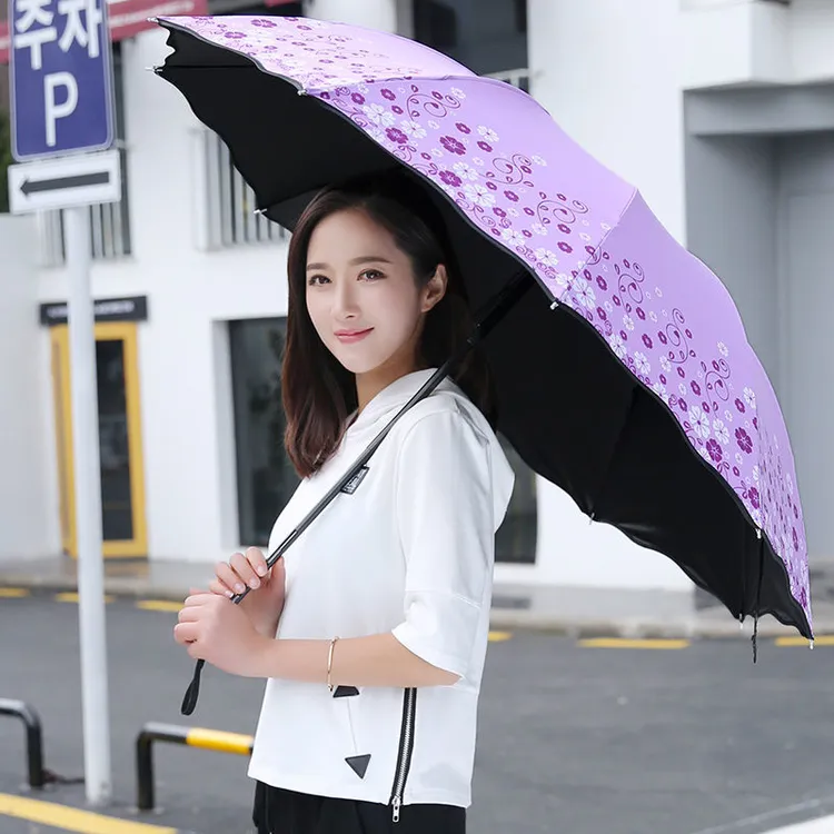 十骨加大双人伞晴雨两用黑胶太阳伞时尚防紫外线小清新遮阳雨伞