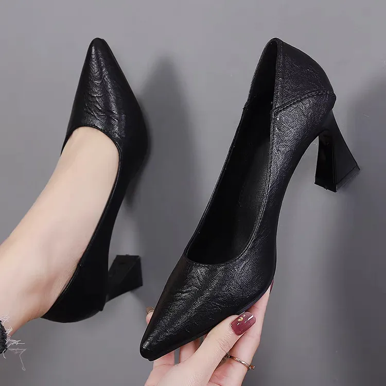 酒店礼仪高跟鞋女软底久站不累脚空乘正装通勤职业黑色工作鞋单鞋