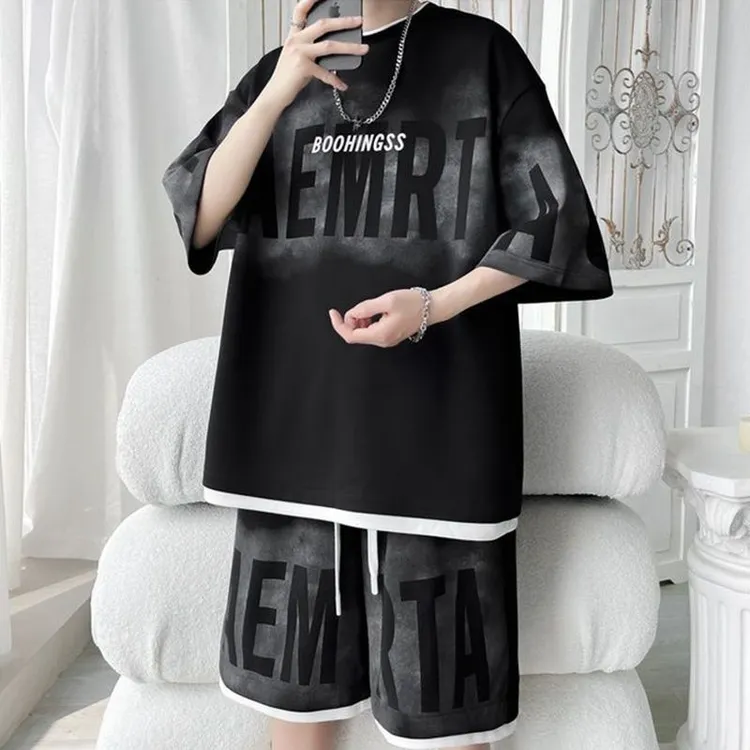 胖哥大码300斤新款短袖短裤两件套男装夏季潮流百搭休闲运动套装