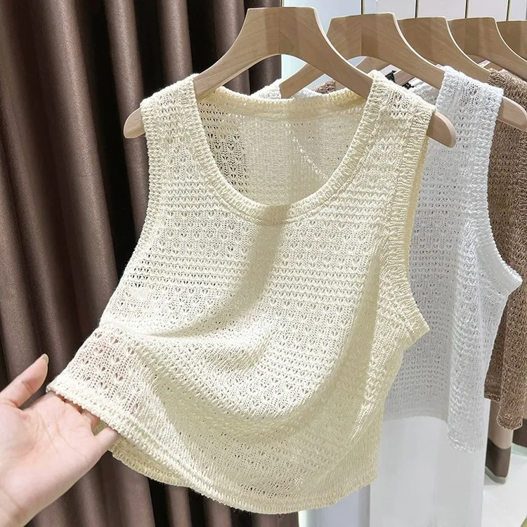 吊带背心女内搭爆款2025新款夏季针织无袖打底外穿镂空高档上衣