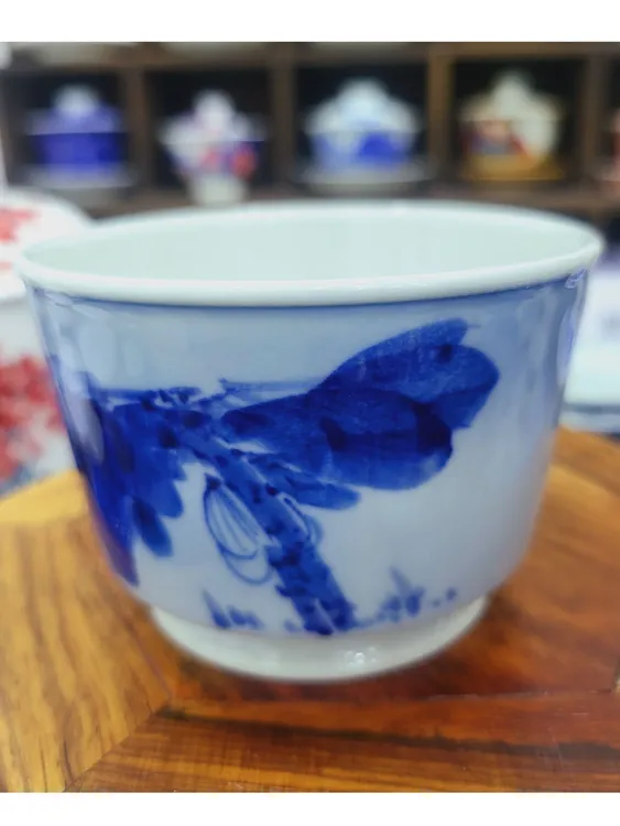 蔬山窑手绘徐芝荣老师手绘青花一鹭莲科马蹄杯满容约80cc特色茶杯