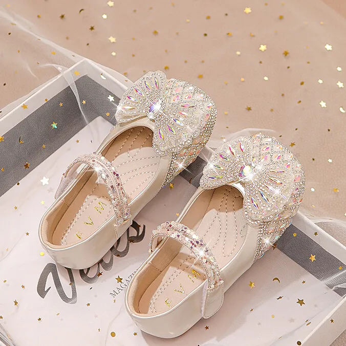 女童鞋子儿童公主小皮鞋2025春秋款新款秋季宝宝水晶闪亮水钻单鞋