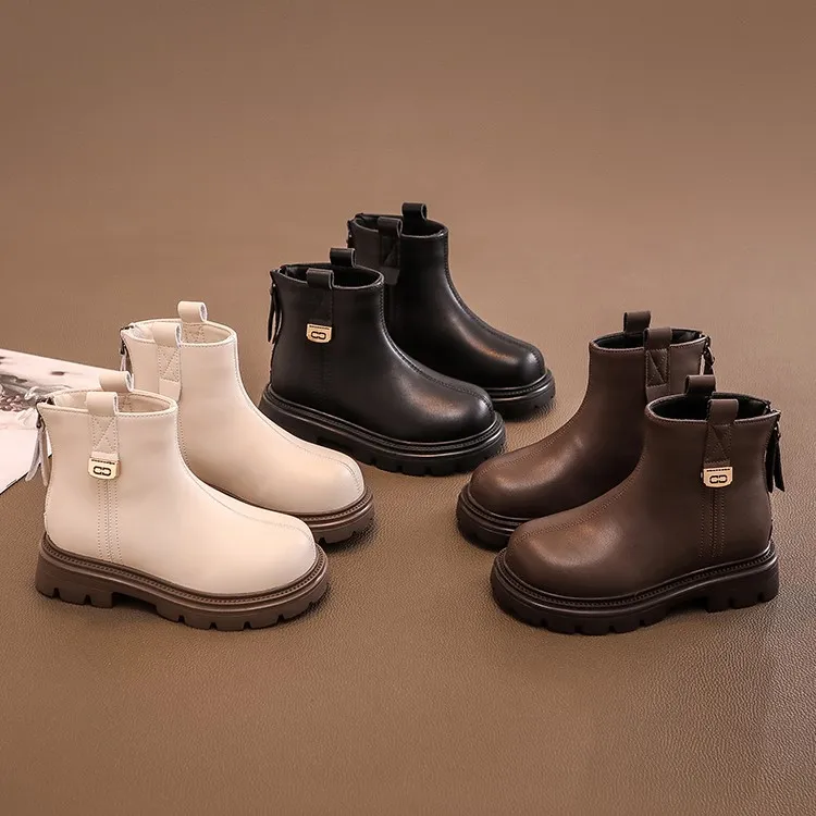 女童鞋子儿童马丁短靴子2025春秋新款中大童女孩洋气百搭软底皮靴