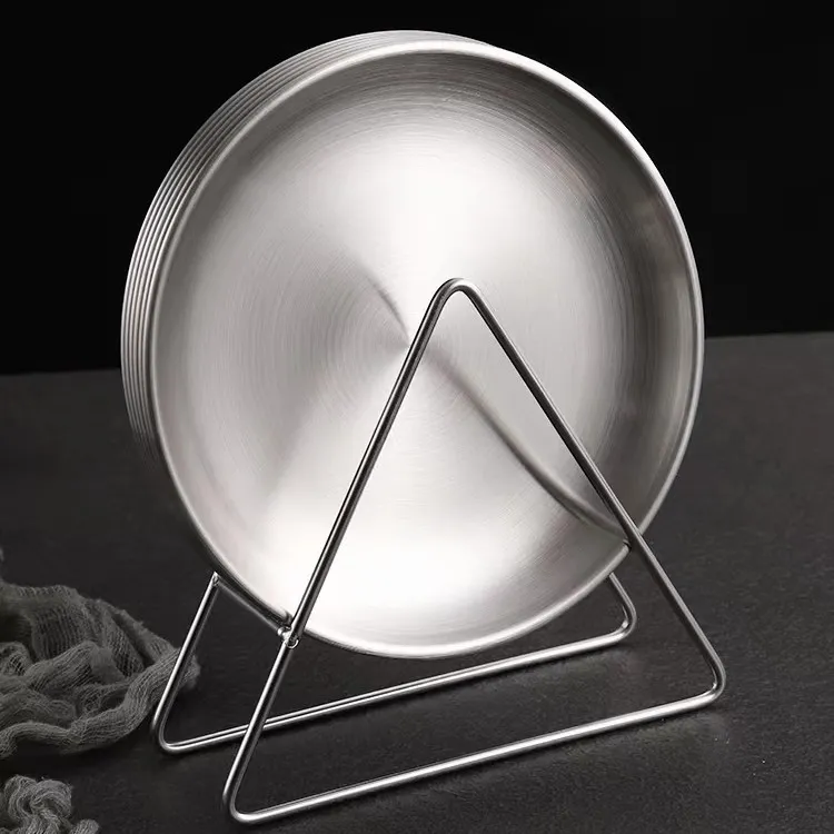 韩式不锈钢骨碟套装家用桌面圆盘垃圾残渣吐骨头碟圆形小吃多功能