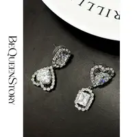 铜合金耳饰 余潇潇配饰 925银针高级感名媛超闪时尚锆石耳钉