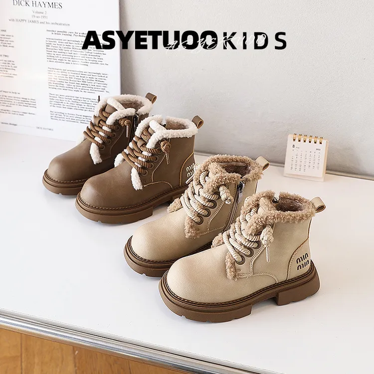 儿童马丁靴女童靴子加绒秋冬款中大童短靴秋季皮靴2024新款女童靴