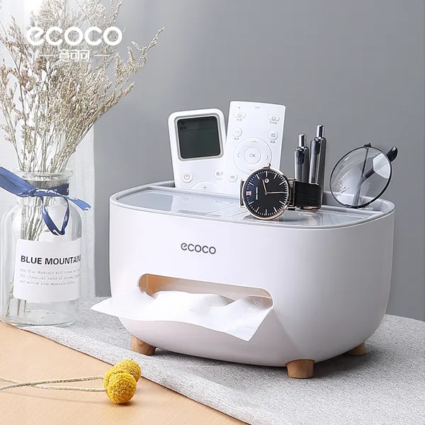 ecoco纸巾盒家用客厅茶几餐厅创意多功能卧室桌面遥控收纳抽纸盒