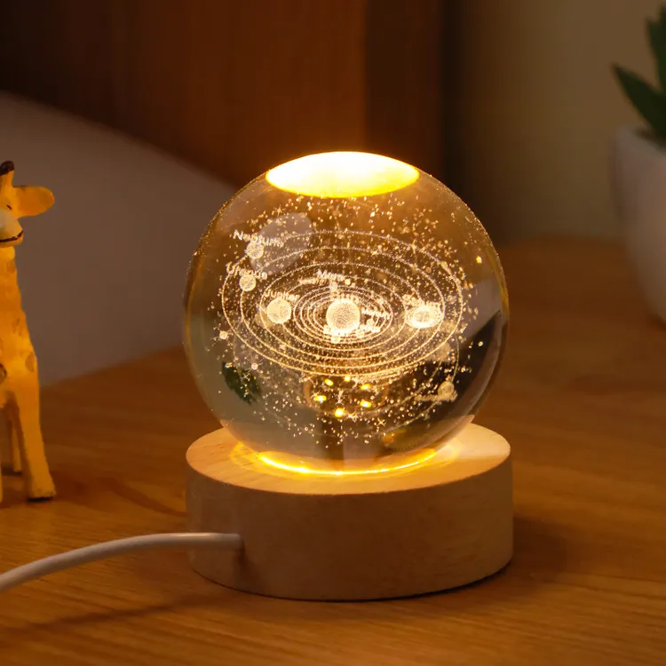 发光水晶球桌面摆件太阳系月球装饰品送女生同学闺蜜学生生日礼物