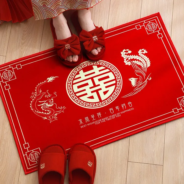 入户门地垫喜庆喜字地毯结婚脚垫婚房新婚门垫进门卧室门口红垫子商品图