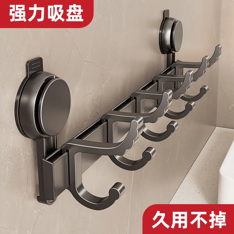 吸盘门后挂钩免打孔粘胶强力承重门后挂衣架子收纳折叠吸盘置物架