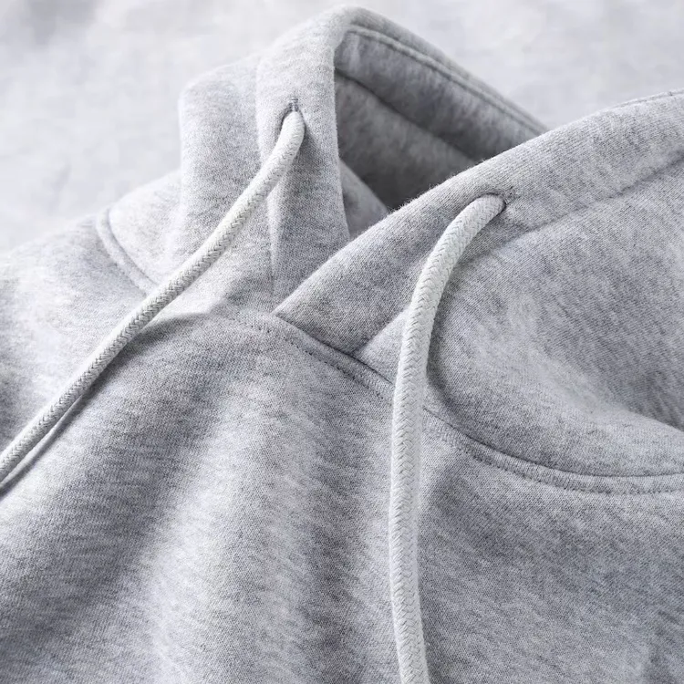 百搭浅灰色350g重磅套头连帽卫衣男女款秋冬新款休闲宽松帽衫上衣