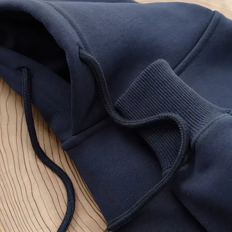 显白藏青色350g重磅连帽卫衣男藏蓝色秋冬休闲宽松百搭带帽上衣女