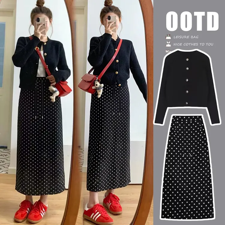 孕妇装秋冬新款时尚毛衣波点半身裙气质秋季高级感洋气宽松辣妈