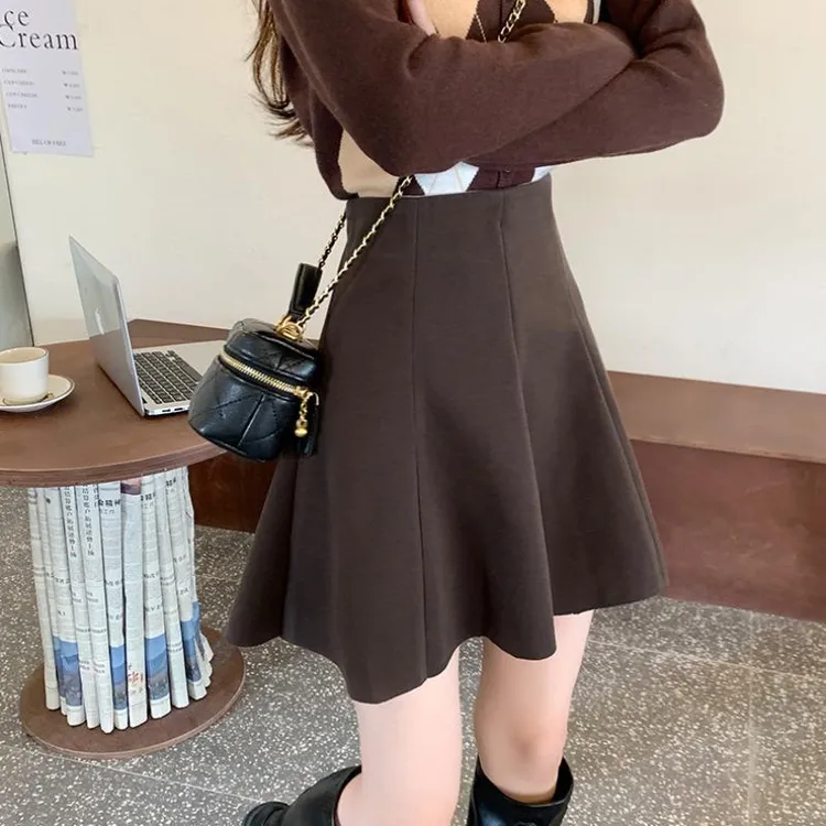 小个子秋冬毛呢半身裙高腰显瘦百褶a字短裙伞裙时尚百搭