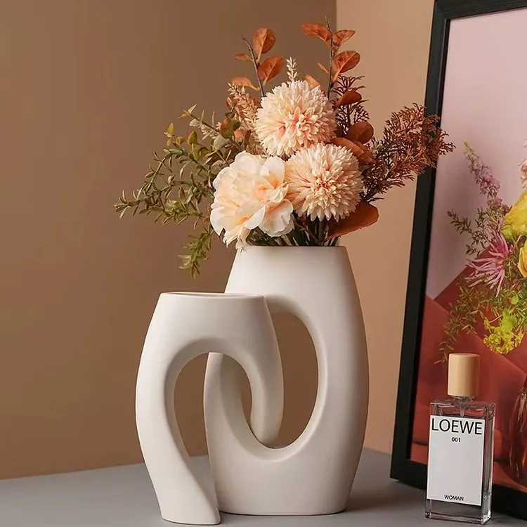贝汉美艺术陶瓷花瓶现代简约家居创意装饰品客厅软装高级感摆件