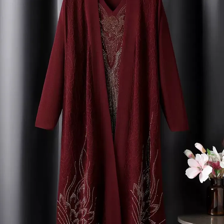 大码女中长款遮肚外套半高领毛衣宽松显瘦针织衫大衣