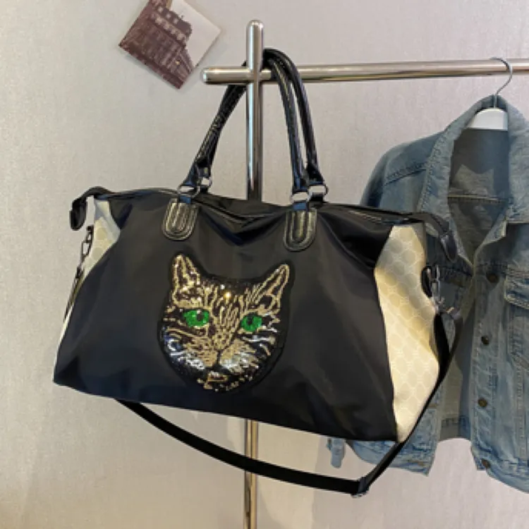 网红猫咪大容量旅行包单肩手提行李包短途出差登机包行李袋旅行包