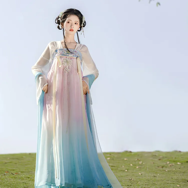 重回汉唐 婉婉有仪 原创春夏汉服女款日常齐胸薄款姐妹装