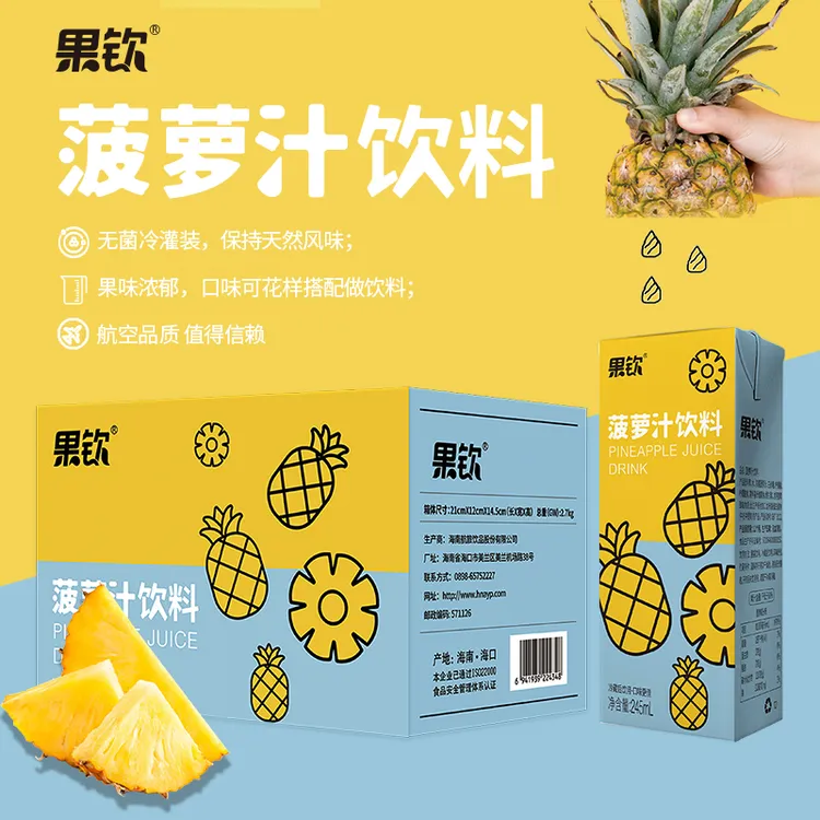 果钦菠萝汁245ml*10盒菠萝汁饮料果蔬汁果味营养浓夏日必备饮品