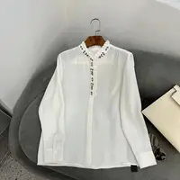 【花滿林】木耳边领重工钉珠净色衬衫5508