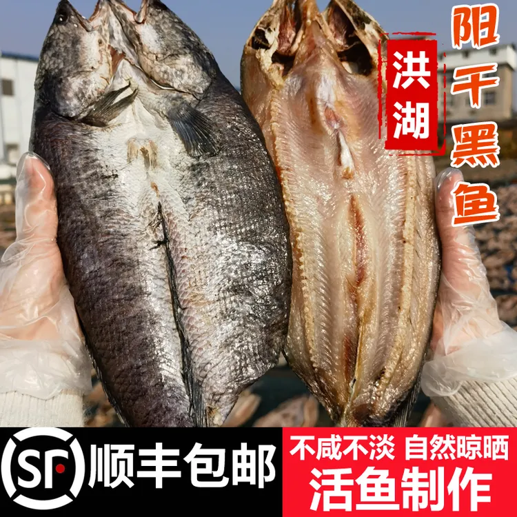 顺丰包邮洪湖阳干财鱼湖北特产农家手工自然晒干黑鱼淡水咸鱼干