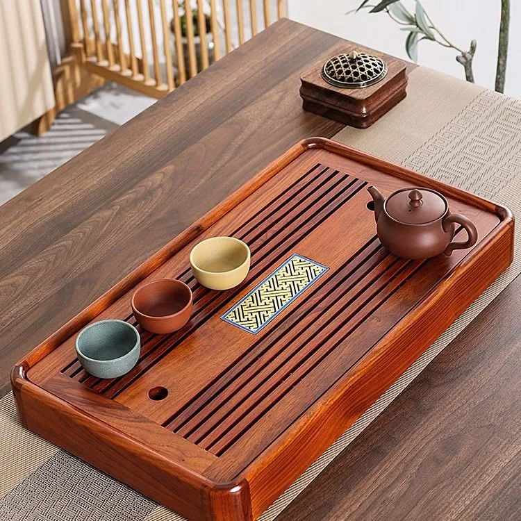 新中式实木茶盘小型家用干泡茶台现代轻奢茶具简约大号两用沥水