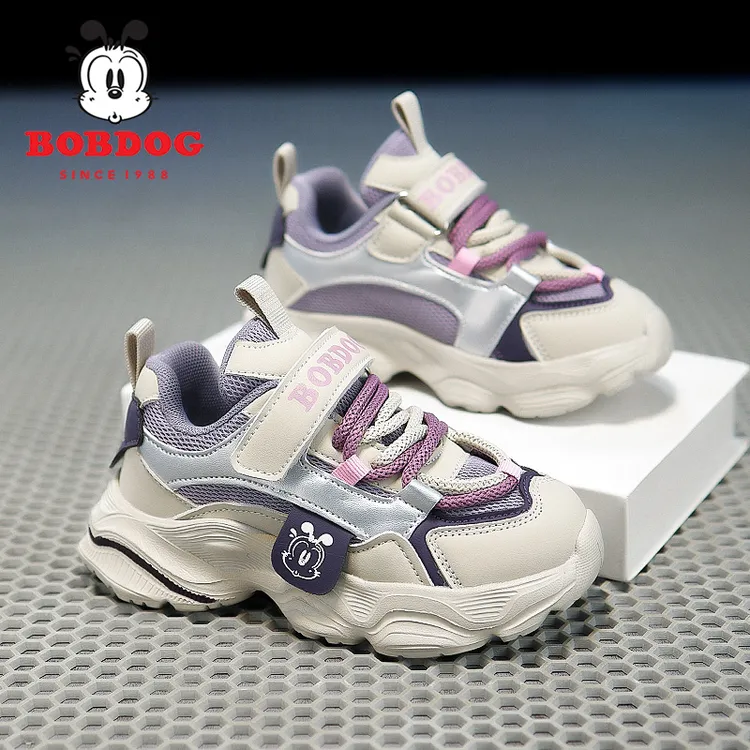 Bobdog/巴布豆童鞋女童2025春秋新款网面时尚儿童老爹女童鞋子