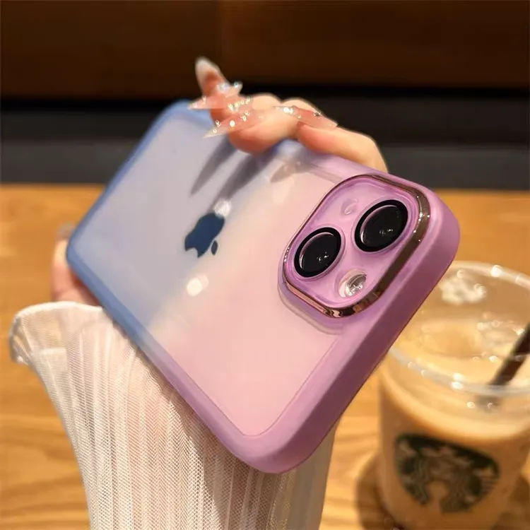 渐变紫蓝适用苹果16promax手机壳新款iphone15高级感14简约13