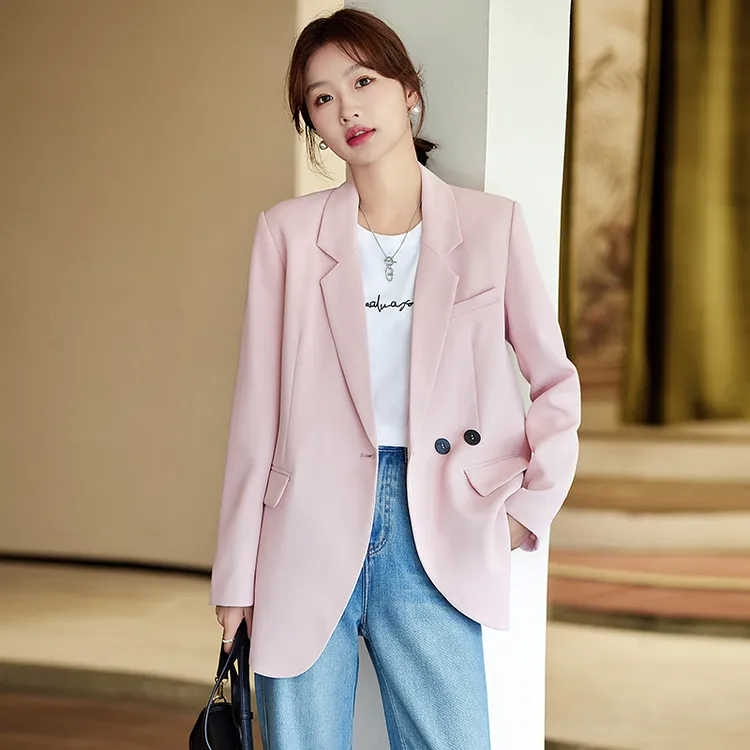 高级感米白小西装外套女长袖秋冬新款小个子职业装西服套装女
