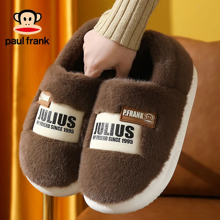 paul frank/大嘴猴冬季棉鞋男女厚底毛绒防寒保暖情侣款通用