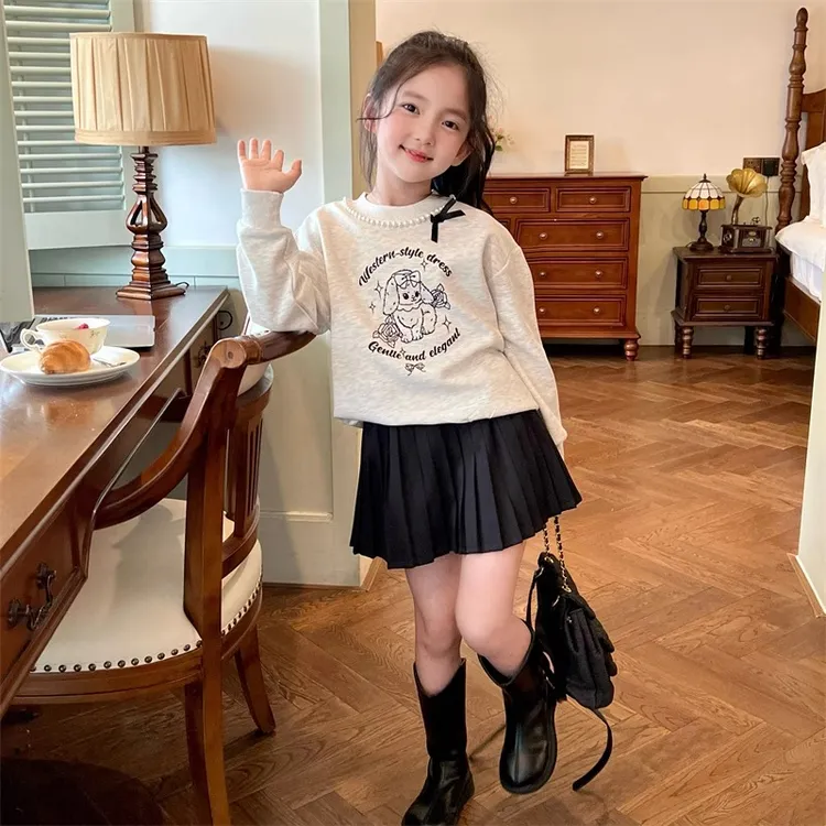 一体绒女童卫衣秋冬装儿童加绒加厚上衣2025新款中大童洋气衣服秋