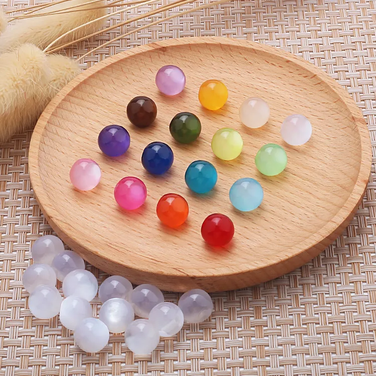 盘扣旗袍扣子仿玉石珠子唐装汉服装饰彩色珠光扣圆形树脂衬衫纽扣