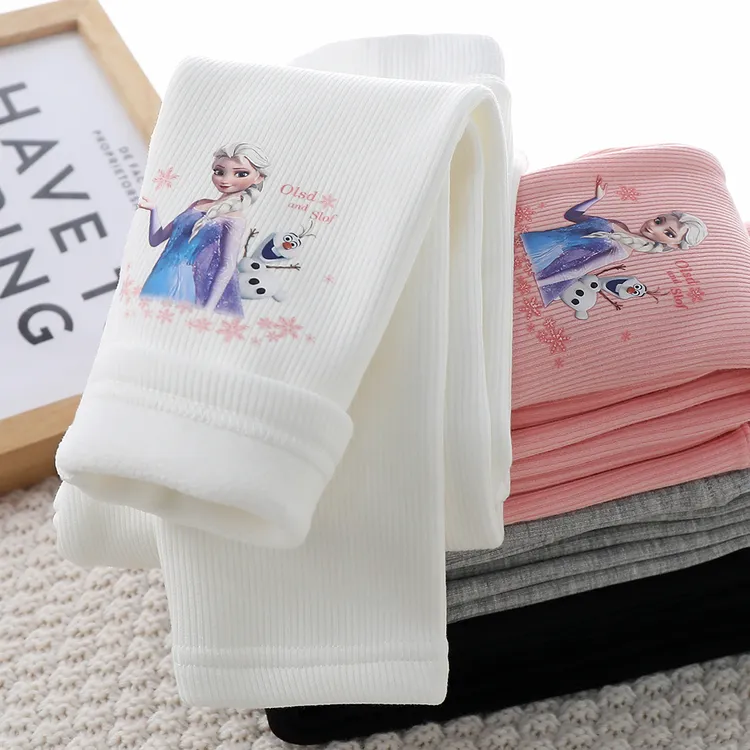 女童加绒打底裤秋冬款儿童一体绒白色裤子外穿宝宝冬季保暖长裤子