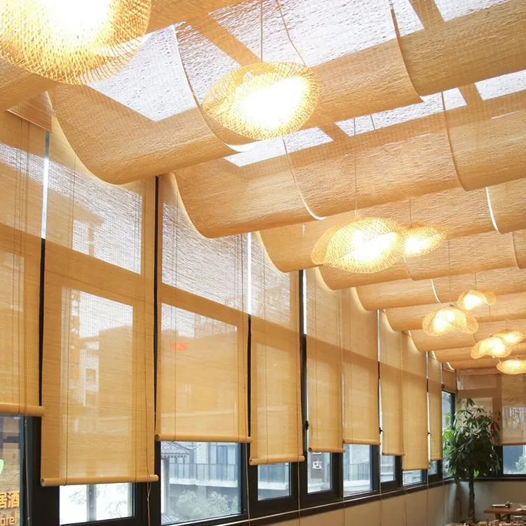 定做中式竹帘窗帘卷帘家用阳台遮阳帘民宿茶室办公隔断竹帘子日式